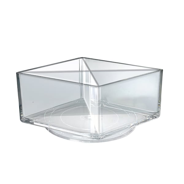 Azar Displays Clear Square 4 Compartment Spinning Desk Organizer 8"W x 8"D x 4"H, PK2 556359 - main